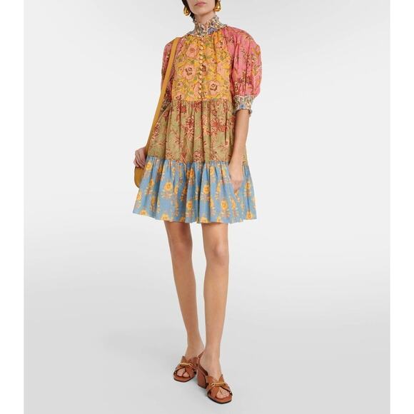 Zimmermann Junie Lantern Floral Mini Dress NWT Size 4 Pockets